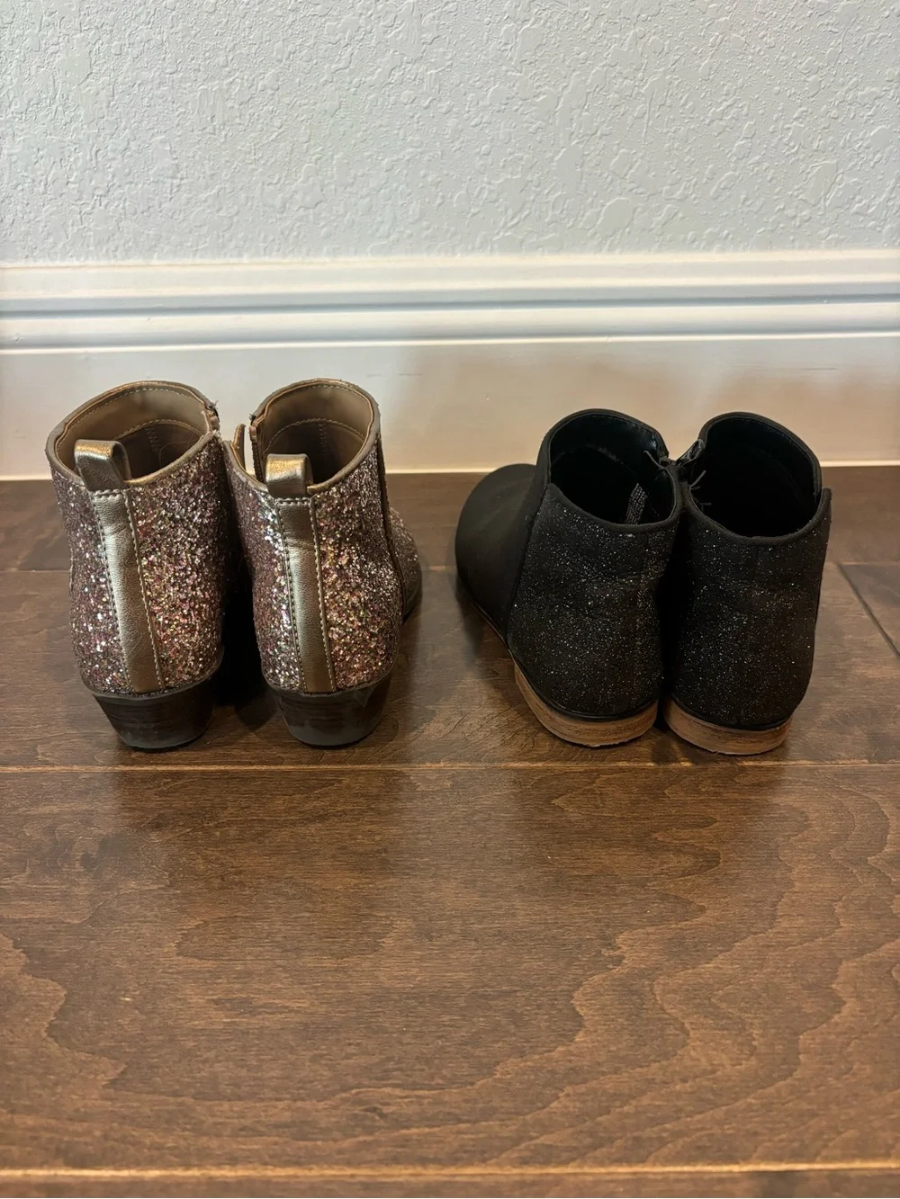 Old Navy Kids Glitter Ankle Boots - Rose and Cat and Jack Ankle Boots- Black